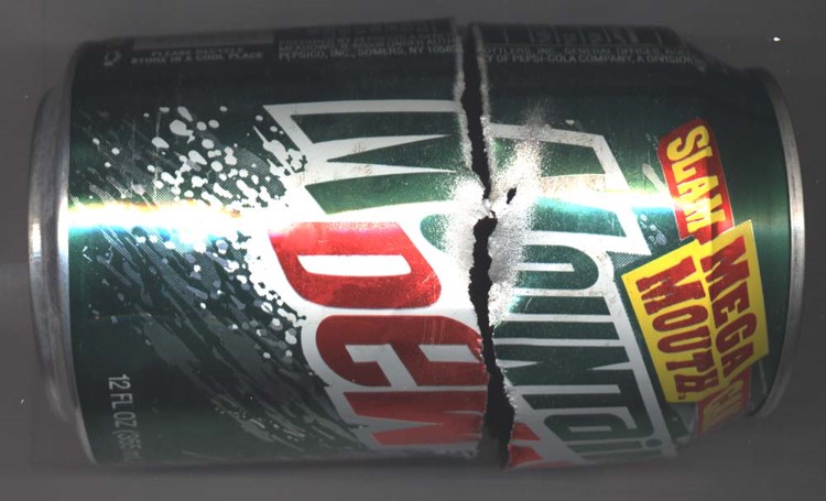 Mountain Dew Can cut with waterjet without 